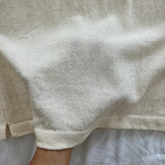 St. John Basics Cream Mock Neck Sleeveless Knit Sweater Top Size 8 - Picture 5 of 9